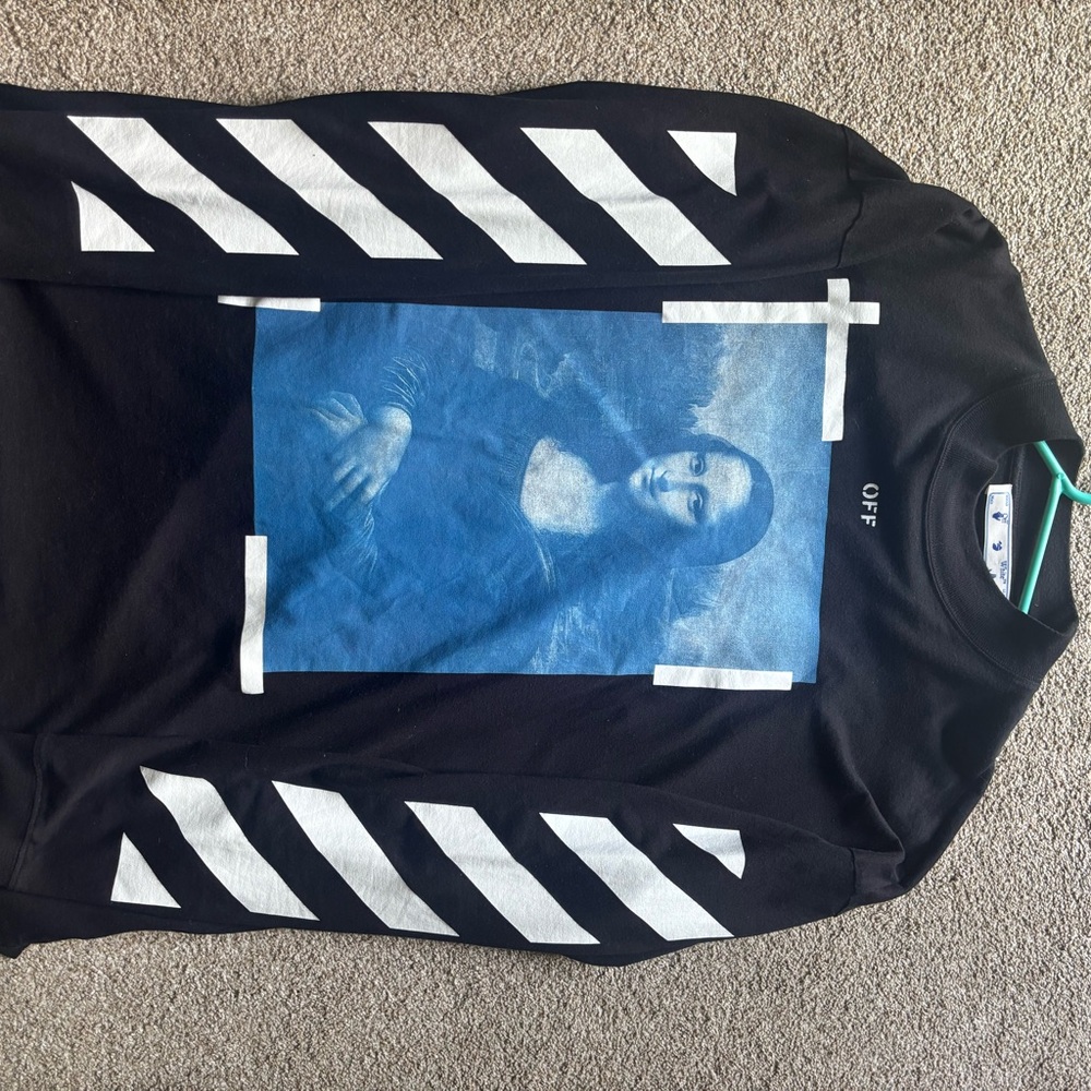 Off-White Black Sweatshirt with Blue Label